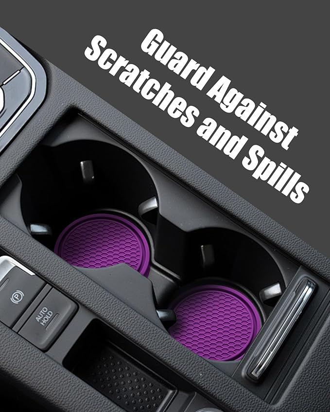 4 Pack Car Cup Coasters, Universal Non-Slip Silicone Cup Holder Inserts, Car Interior Accessories, Purple