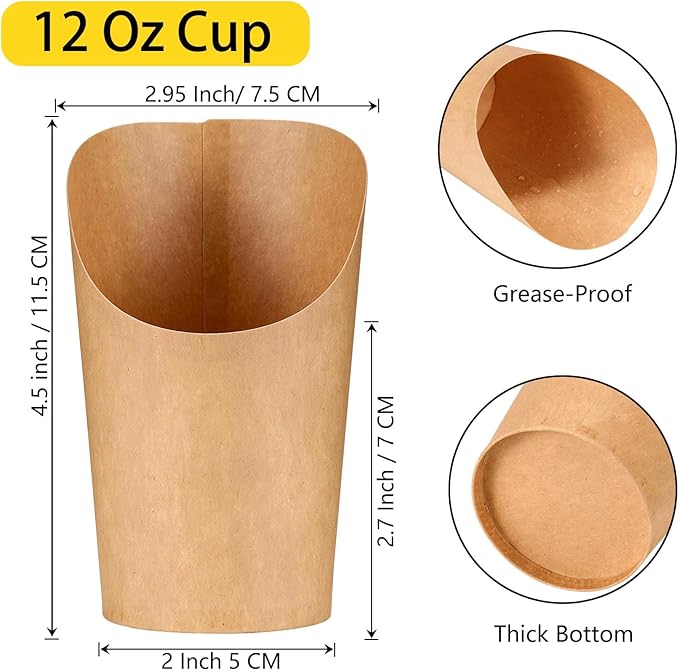 100 Pcs 12 oz Charcuterie Cups with Bamboo Skewers, Disposable Paper Appetizer Snack Holder Brown with Cocktail Picks (100 Cups + 200 Skewers)
