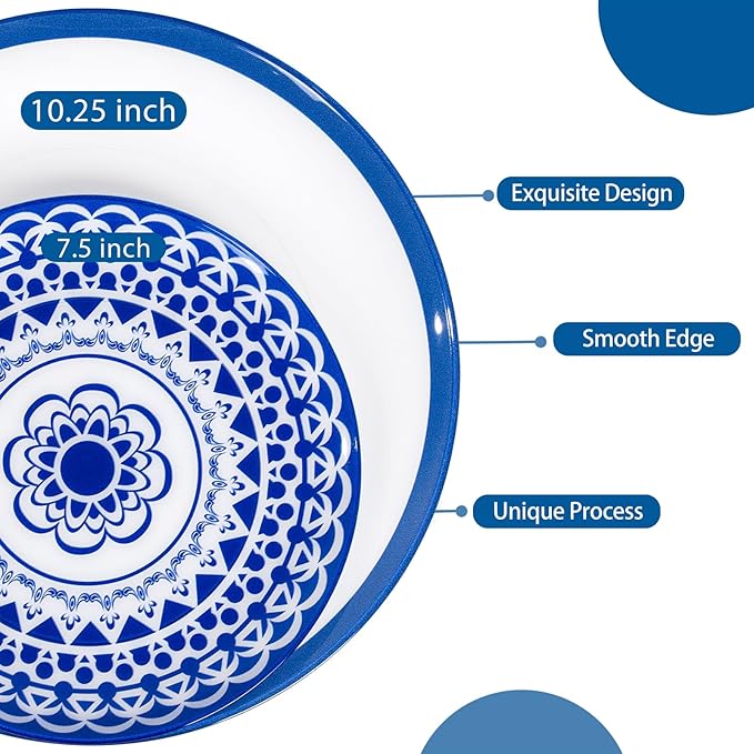 EI 60pcs Blue Plastic Plates Disposable Blue and White Floral Baroque Plastic Plates Fancy Decorative Plate Disposable Heavy Duty with Retro Classic Art Suitable for for Party,Birthday,Wedding