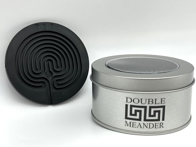 Classic Labyrinth Black Silicone Coasters - Set of 8 Non-Slip, Heat-Resistant Drink Coasters for Coffee, Tea, and Glasses - Durable, Easy to Clean, Decorative Tabletop Protection