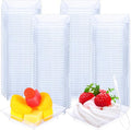 300 Pcs Mini Clear Dessert Plate Small Square Plastic Appetizer Plate with 300 Tasting Spoon Disposable 1 oz 2.4x2.4 Inch Party BBQ Wedding Picnic Party Travel Events Microwavable(Classical)