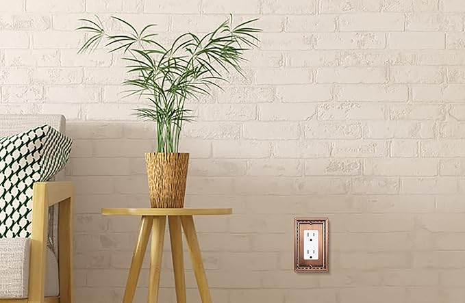 Henne Bery Sunken Pearls Heavy Duty Decorative Wall Plate Switch Plate Outlet Cover (Single Decorator, 2 Pack, Antique Copper)