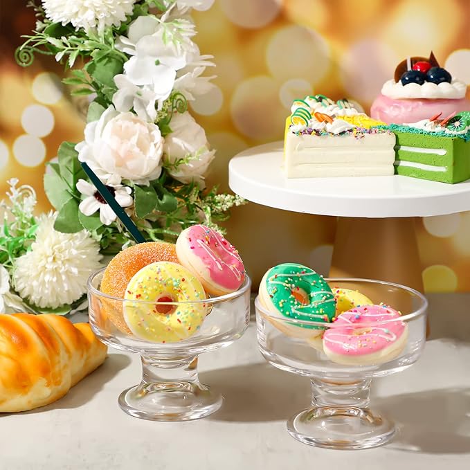 12 Pcs Glass Ice Cream Bowls Set 9 oz Mini Dessert Bowls Small Clear Ice Cream Cups Parfait Sundae Trifle Bowl Footed Glass Dessert Cups Serving Dishes for Nuts Fruit Pudding Snack Cereal Party Favors