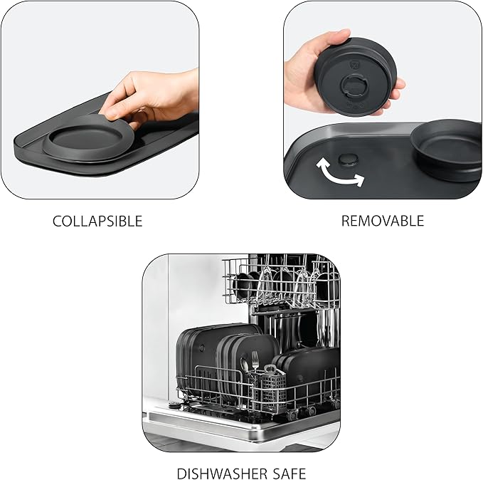 madesmart dipware Small Serving Plate, Stackable & Removable Dip Bowl for Salsa, Queso, Salad, Olives, Dishwasher & Microwave Safe, Multipurpose Plate & Bowl, Carbon