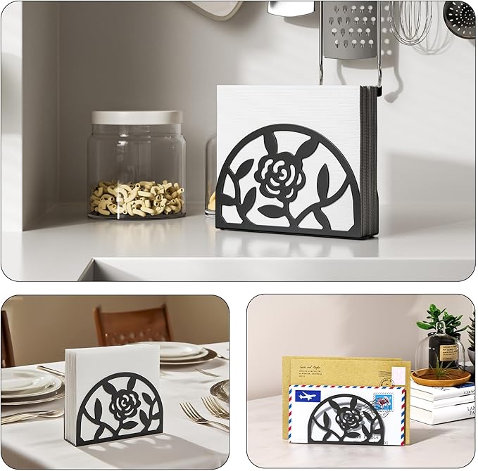 Epicano Napkin Holder for Table,Metal Rose Standing Napkin Holderfor Kitchen Dining Tables & Countertops, Paper Cocktail Napkins Holder Dispenser for Indoor & Outdoor,Unique Table Decor Gifts, 2 Pack