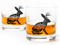 Black Lantern Whiskey Glass Set of 2 – 11oz Premium Heavy Base Drinking Glasses – Old Fashioned Glasses for Cocktails Bourbon Scotch Juice and Water – Set of 2 Heavy Base Tumblers (Jackalope)