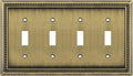 Henne Bery Sunken Pearls Heavy Duty Decorative Wall Plate Switch Plate Outlet Cover (Quad Toggle, Antique Brass)