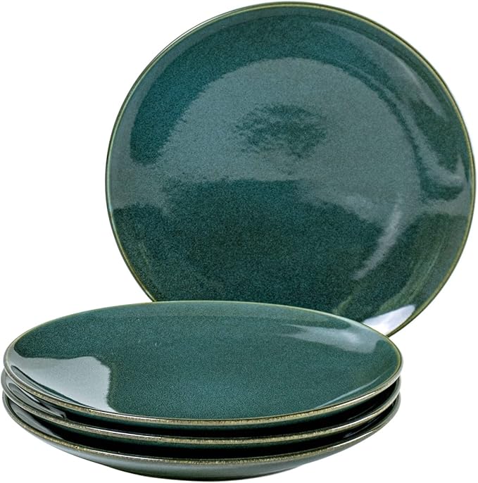 UNICASA Cremic Dessert Plates Set of 4-8 Inch Ceramic Dinner Plates Dinnerware Oven Microwave Safe for Salad, Scratch Resistant, Kitchen Serving Dish, Olive