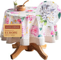 Maison d' Hermine Table Cloth Round Table 100% Cotton 69 Round Inches Tablecloth Reusable Decorative for Dining Room Farmhouse Home Valentines Day Decorations Spring Summer - Pivoine