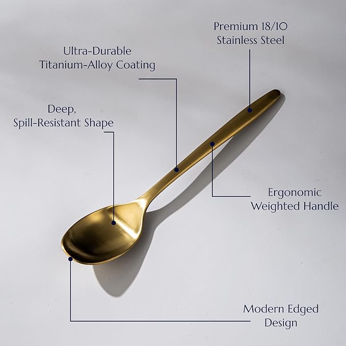 JazzUpCo Ava Flatware Flatware non toxic 18/10 stainless steel dishwasher safe (Matte Gold, 16 Person Set (80 Pieces))