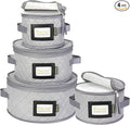 BALEINE China Storage Containers, Sturdy Quilted Wine Glass Storage, Plate Organizer with Carry Handles, Moving Boxes for Dishes, Cups, Mugs and Stemware (Plate Set, Soft Shell Grey)