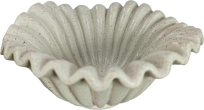 Small Decorative Bowl decor, Scalloped Pedestal Bowls for Modern Home Decor,Ruffle Decor,Stylish Key Bowl for Entry Table,Decorative Fruit Bowl for Kitchen Counter,Light Gray