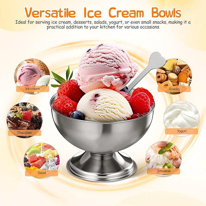 4 Pcs Stainless Steel Dessert Cup Dessert Cups Dessert Bowls Steel Desserts Gold Footed Metal Dessert Glasses Sauce Cups Pasta Salad Mug Ceramics Ice Cream Dish