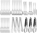 30pcs Stainless Steel Serving Utensils Set for Parties& Buffets, Catering, Banquets, Weddings and Events (Silver)