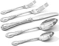 KINGSTONE Vintage Carved Silverware Set, 40-Piece 18/10 Stainless Steel Flatware Cutlery Set with Retro Royal Thick Handle, Tableware Utensils for Home, Restaurant, party, Wedding, Dishwasher Safe