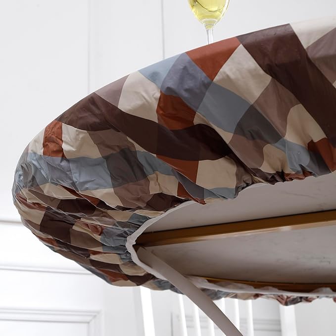 Walrus Round Vinyl Fitted Tablecloth with Flannel Backing Elastic Edge Design Table Cover Waterproof Oil-Proof PVC Table Cloth Stain-Resistant Best for 37"-44" Round