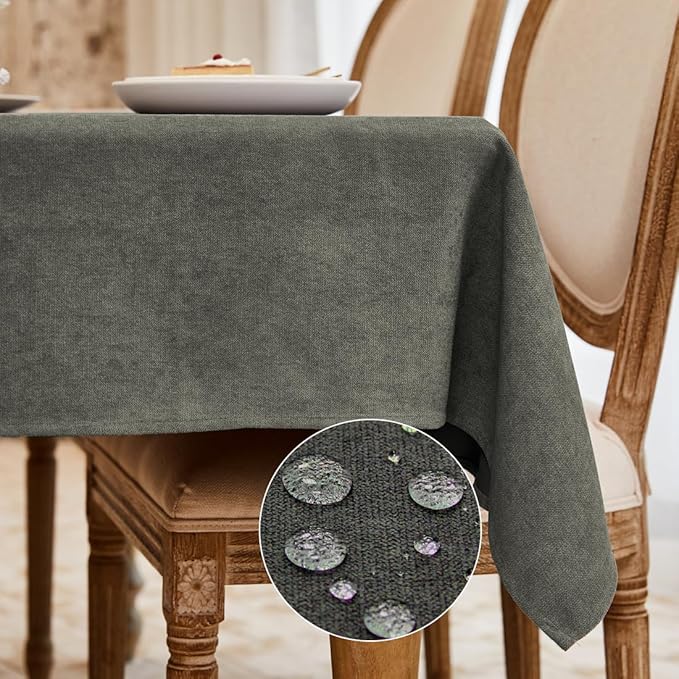 BALCONY & FALCON Rectangle Tablecloth Washable Wrinkle Resistant and Water Proof Table Cloth Decorative Linen Fabric Tablecloths for Dining Parties Kitchen Wedding and Outdoor Use (Black Olive, 55x95)
