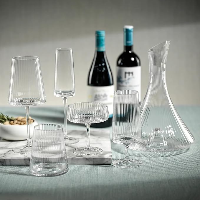 Zodax Bandol Fluted Textured Glasses or Stemware Sets of 2 or 4 (All Purpose Glasses S/4)