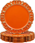 Orange Charger Plates Set of 6, Decorative Table Plastic Chargers for Dinner Plates, Party, Wedding, Thanksgiving, Christmas, FD15O