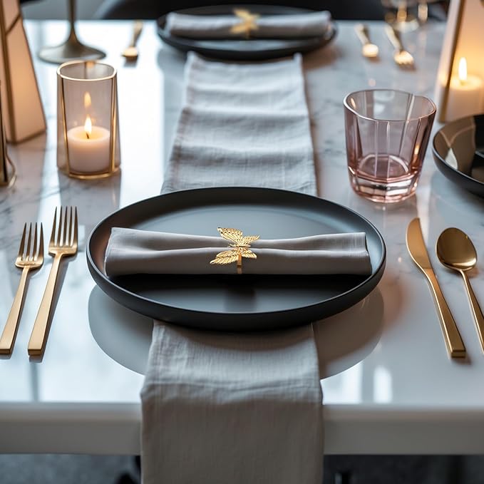 Decozen Set of 4 Gold Napkin Rings in Butterfly Design Festive Table Decor Setting for Holiday Wedding, Birthday, Kitchen, Home Decor Housewarming Gift - Mothers Day Decorations
