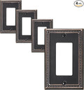 4-Pack Decorator Outlet Cover Plate, Decorative Switch Plates and Outlet Covers, Aged Bronze Metal Wall Plates for Electrical Outlets, Receptacle, GFCI Outlet, Dimmer Switch