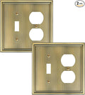 2-Pack Combo Toggle/Duplex Light Switch Cover Plate, Antique Brass Wall Outlet Cover Plate, Decorative Wall Receptacle Cover for Electrical Outlets, Light Switch, Durable Solid Zinc Alloy