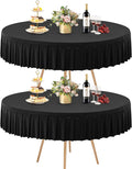 2 Pack Black Spandex Round Tablecloths for 60 Inch Tables, Stretchy Fitted 5FT Cloths, Wrinkle-Free Cover With Skirt for Wedding Party Dining Banquet