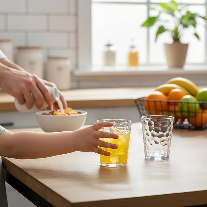 Amazing Abby - Iceberg - 10-Ounce Plastic Tumblers (Set of 8), Plastic Drinking Glasses, All-Clear Reusable Cups, Stackable, BPA-Free, Shatter-Proof, Dishwasher-Safe