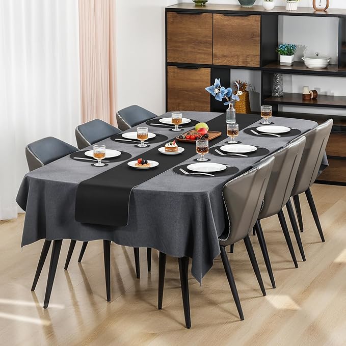 Myir JUN Round Placemats Dual Sided, Faux Leather Place Mats Set of 4 Indoor Placemats for Dining Table Outdoor Placemats Non-Slip Washable Table Mats (Set of 8, Black)
