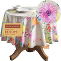Maison d' Hermine Table Cloth Round Table 100% Cotton 69 Round Inches Tablecloth Reusable Decorative for Dining Room Farmhouse Home Valentines Day Decorations Spring Summer - Jardin D'Ete - Fog