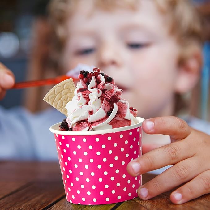 LITOPAK 150 Pack 8 oz Ice Cream Cups, Disposable Dessert Cups for Cold or Hot Food, Coloured Paper Dessert Bowls for Soups, Sundaes, and Ice Cream
