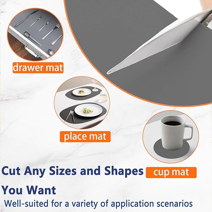 84''x24'' Extra Large Silicone Mat for Kitchen Counter, Heat Resistant Countertop Protector, Non-Slip Waterproof Kitchen Island Mat, Easy to Clean, Dark Gray