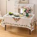 patdrea Designer Linen Rectangle Tablecloth,Vintage French Floral Tablecloths,Wrinkle Free Table Cloth,Decorative Table Cover Cloth for Kitchen,Dining,Tea Party,Home,Christmas,55"*87"