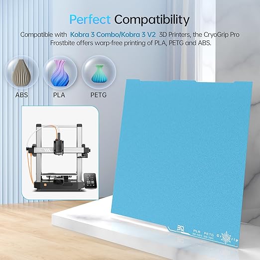 BIQU CryoGrip Pro Frostbite for Kobra 3 Combo 3D Printer 250x250mm Cold Build Plate Room Temperature Print Double Sided Upgrade Plate Removable Surface Platform