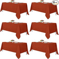 Fitable Rust Tablecloths for Rectangle Tables, 6 Pack - 70 x 120 Inches - Reusable and Washable Fall Table Clothes for 6-8 Ft Tables, Polyester Fabric Table Covers for Wedding, Party, Banquet