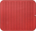 Silicone Dish Drying Mat for Multiple Usage,Easy clean,Eco-friendly,Heat-resistant Silicone Mat for Kitchen Counter or Sink,Refrigerator or Drawer Liner Red XL 18 inches x 16 inches