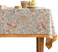 patdrea Designer Vintage Square Table Cloth,Yellow Linen Floral Birds Pattern Colorful Tablecloths,Decorative Table Cover for Kitchen Dining Banquet,Christmas,Thanksgiving,67"x67"-Magnolia