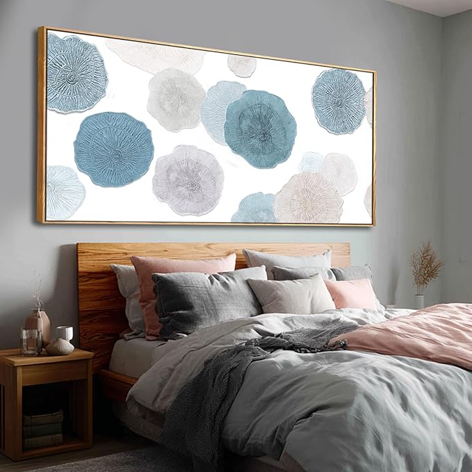 VAYIMDH Neutral Home Wall Decor Blue Canvas Wall Art Contemporary Decorative Painting 32"x70" Large Artwork for Living Room Bedroom