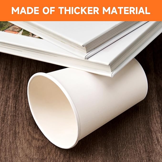 Disposable Paper Cups 12 oz [100 Pack], White Hot Coffee Cups, 12 oz Paper Coffee Cups, Thickened Design for Cafes, Bistros, Parties, and Events