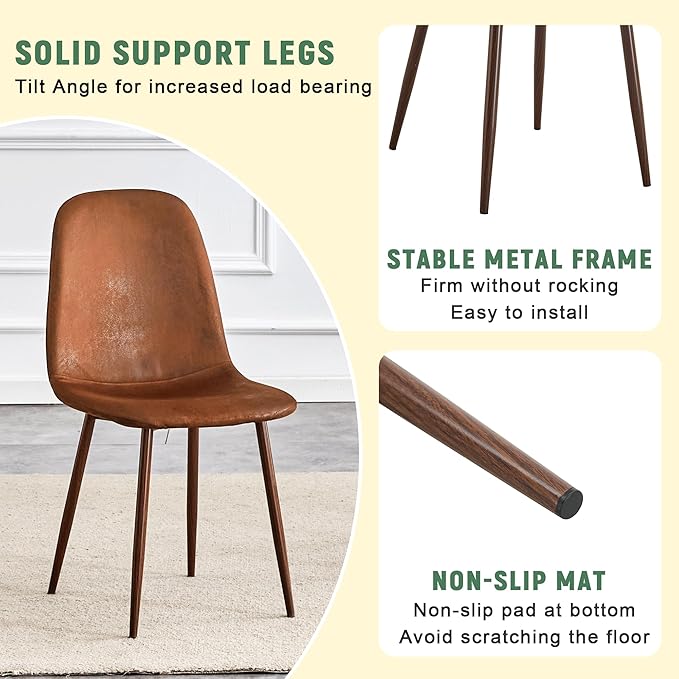 Round Dining Table Set for 6｜42"-54" Extendable Dining Room Table Set｜Wooden Kitchen Table with 6 Chairs｜Mid Century Modern Dinner Table Set with Cross Legs｜Easy Assembly｜Space Saving