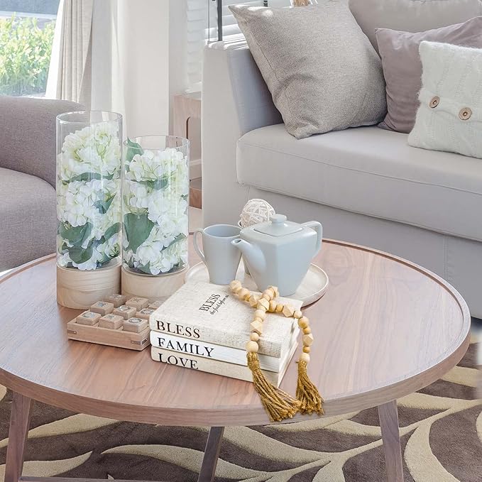 Linen Covered Decor Books 3 Pieces, Decorative Books for Home Decor, Coffee Table Books Decor, Stacked Book Decor - Shelf, Entryway, Console Table, Fireplace Mantel Decor (Bless/Family/Love)
