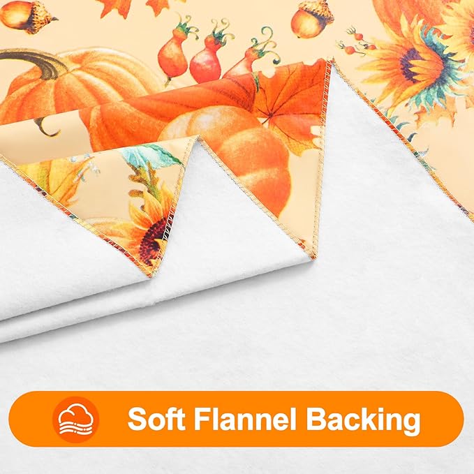 Smiry Fall Rectangle Table Cloth, Waterproof Vinyl Tablecloth with Flannel Backing, Wipeable Autumn Sunflower Plastic Tablecloths for Harvest and Thanksgiving Parties, (60"x102", Gold)