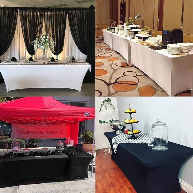 LZY Spandex Fitted Stretch Table Cover for 6 ft or 4ft or 8ft Folding Table, Rectangular Cocktail Tablecloth, Perfect for Party or Banquet