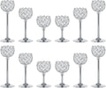 Crystal Metal Tealight Candlestick, Bling Bowl Candelabras, Tall Crystal Candle Holders Elegant Candle Centerpiece for Dining Table Wedding Home Mantel Decor(Silver, 4Sets(12 Pcs))
