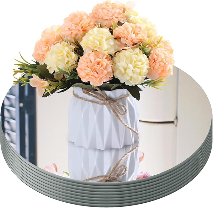 12" Round Mirror Centerpieces for Table, 12Pcs Glass Mirror Table Centerpieces，Glass Mirrors Centerpiece for Wedding Decorations,Parties,Baby Shower, 2mm Thick