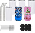 JYLJINGYULI 6 Pack 12 oz Sublimation Tumblers Blanks, 12oz Sublimation Tumbler Cups Blank Bulk, Straight Skinny Insulated Cup Stainless Steel Water Bottle with Lid and Straw for Craft DIY…