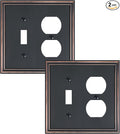 2-Pack Combo Toggle/Duplex Light Switch Cover Plate, Aged Bronze Wall Outlet Cover Plate, Decorative Wall Receptacle Cover for Electrical Outlets, Light Switch, Durable Solid Zinc Alloy