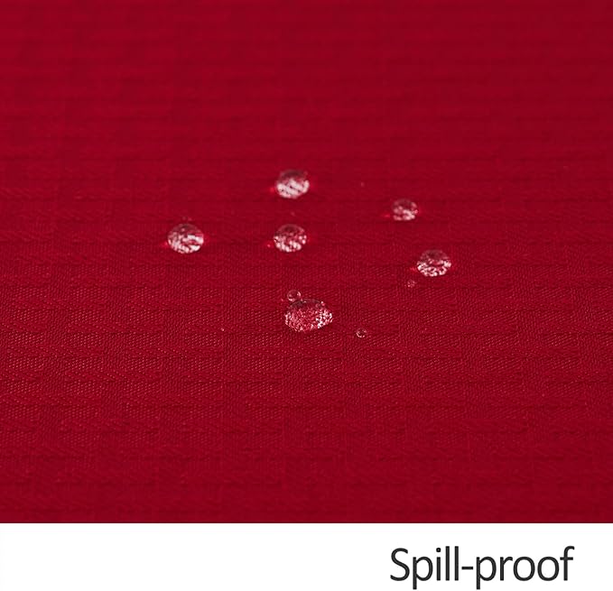 maxmill Christmas Tablecloth Stain Resistant Waterproof Wrinkle Resistant Spillproof Washable Weaved Texture Table Cloth for Dining Room, Holiday Dinner, Rectangle 60 x 140 Inch, Red