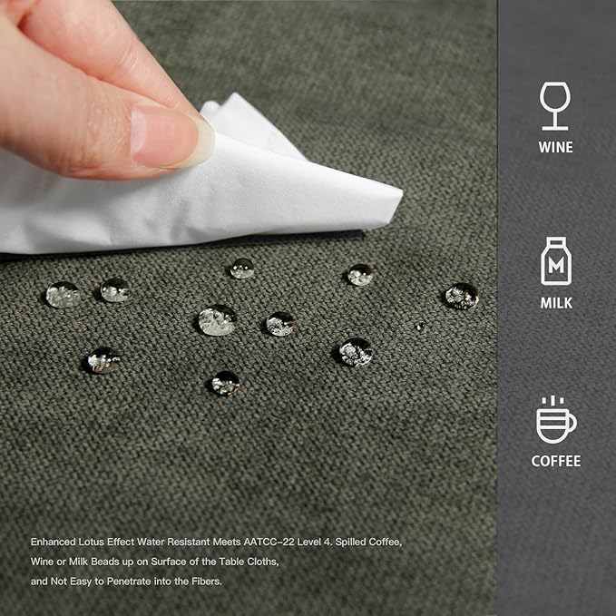 BALCONY & FALCON Rectangle Tablecloth Washable Wrinkle Resistant and Water Proof Table Cloth Decorative Linen Fabric Tablecloths for Dining Parties Kitchen Wedding and Outdoor Use (Black Olive, 55x95)