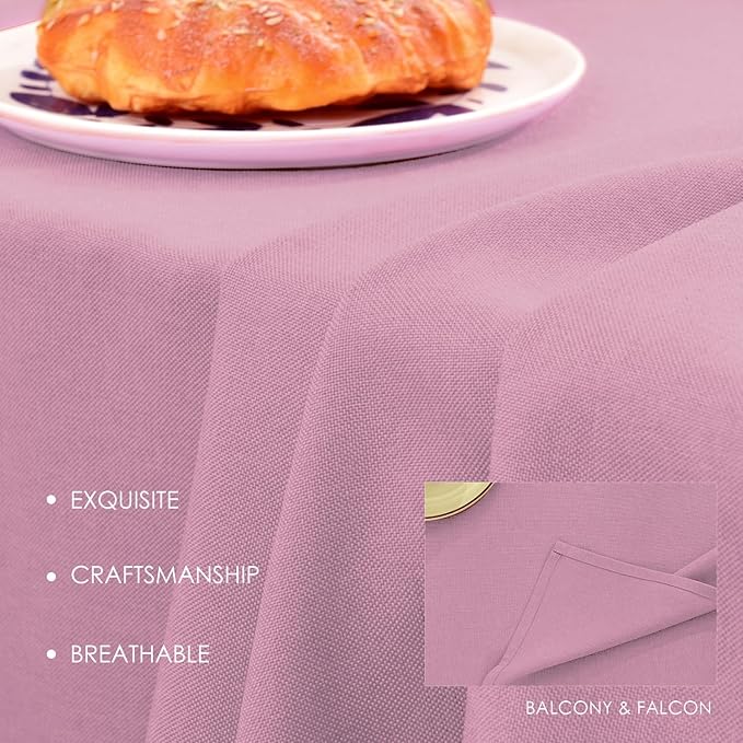BALCONY & FALCON Table Cloth for 6 Foot Rectangle Tables – Waterproof, Wrinkle-Free Farmhouse Tablecloth for Dining, Kitchen, Wedding, Valentine，Baby Shower & Holiday Gatherings (Pink, 57" x 118")